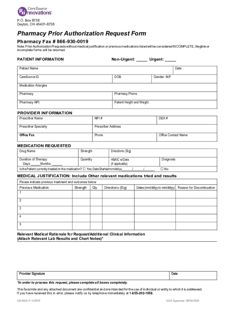  Pharmacy Request Form 2020-2024