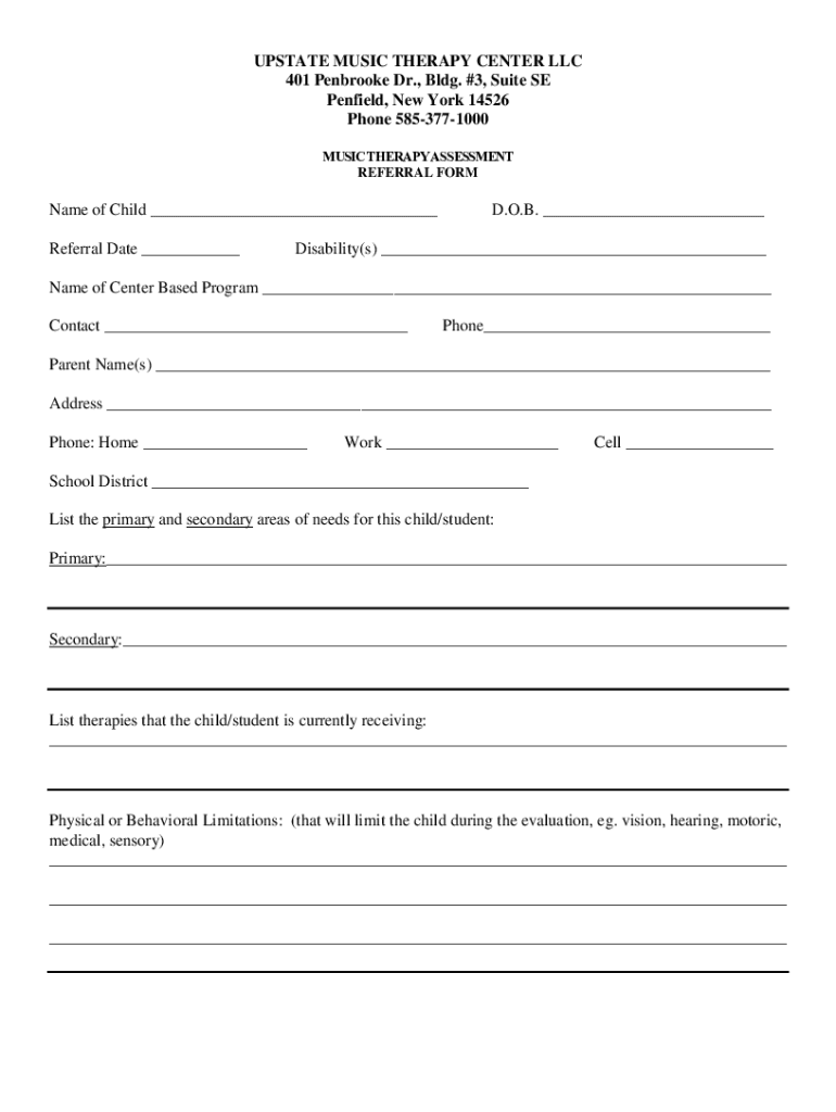 Music Therapy Referral Form