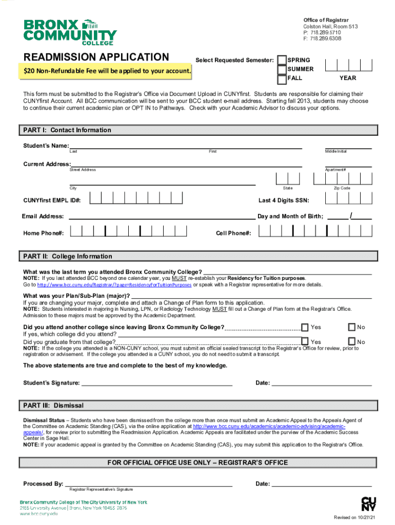 Bcc Readmission  Form