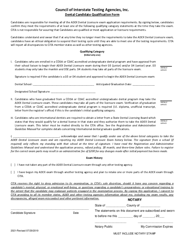 Qualification Form Council of Interstate Testing Agencies