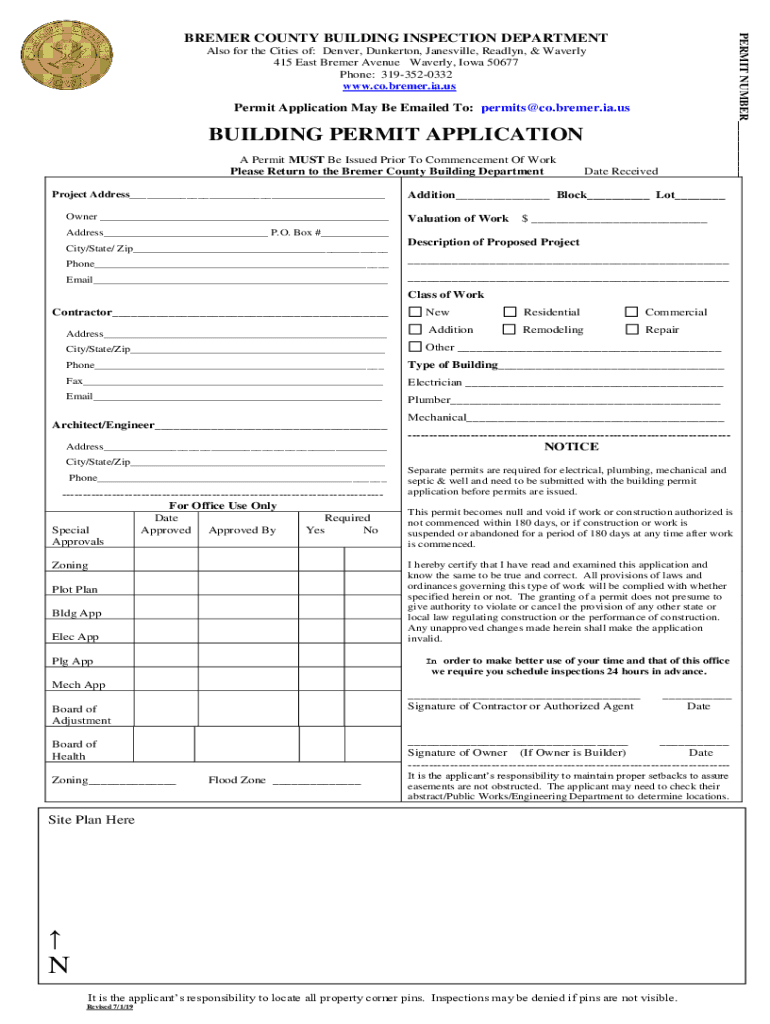 Waverly Civicweb Netdocument21107BREMER COUNTY BUILDING INSPECTION DEPARTMENT  Form