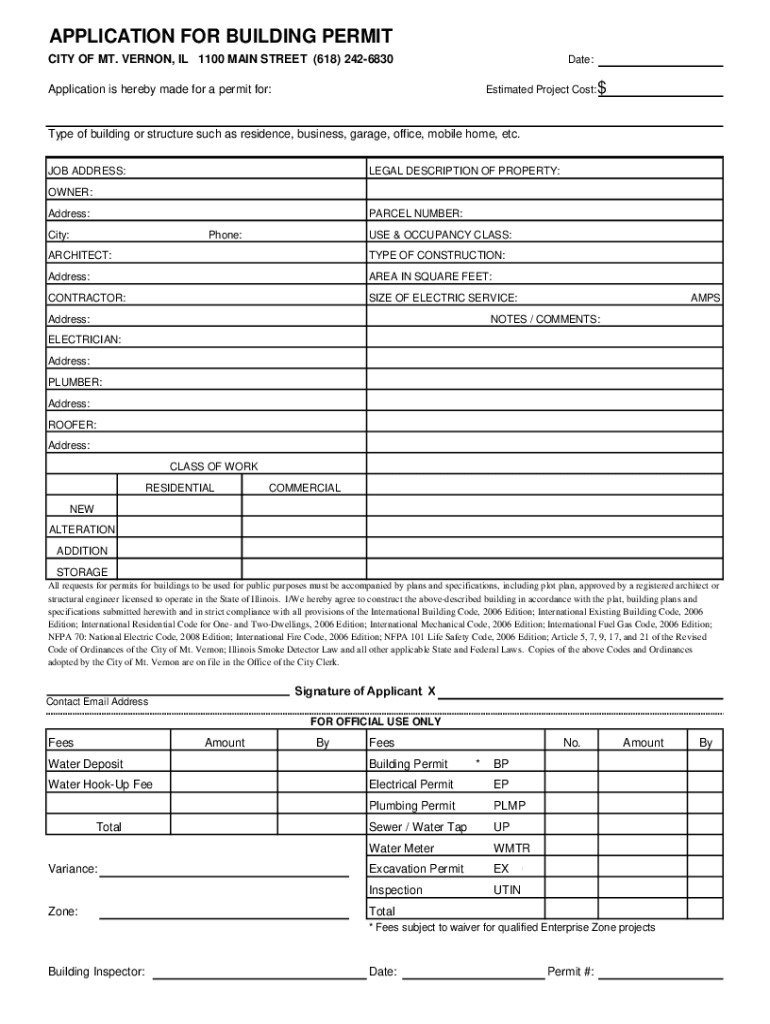 Www Whereorg Commt Vernon Building InspectionMt Vernon Building Inspection, Mt Vernon, IL 1100 Main St  Form