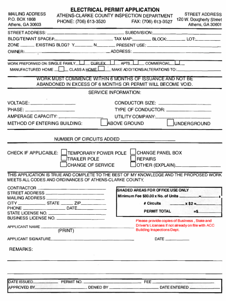 Electrical Permit Application Form