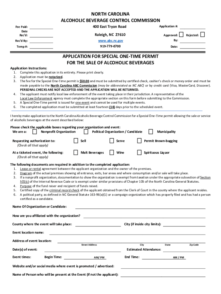  Nc Abc Permit Application 2022-2024