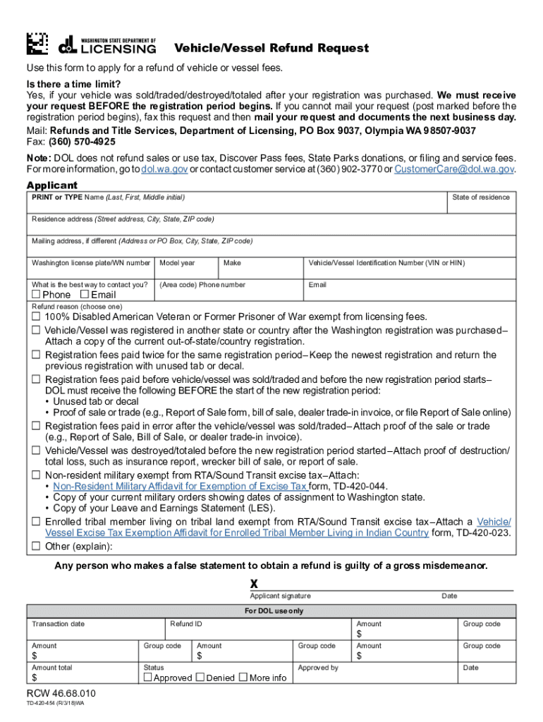 Wa Dol Refund Request  Form