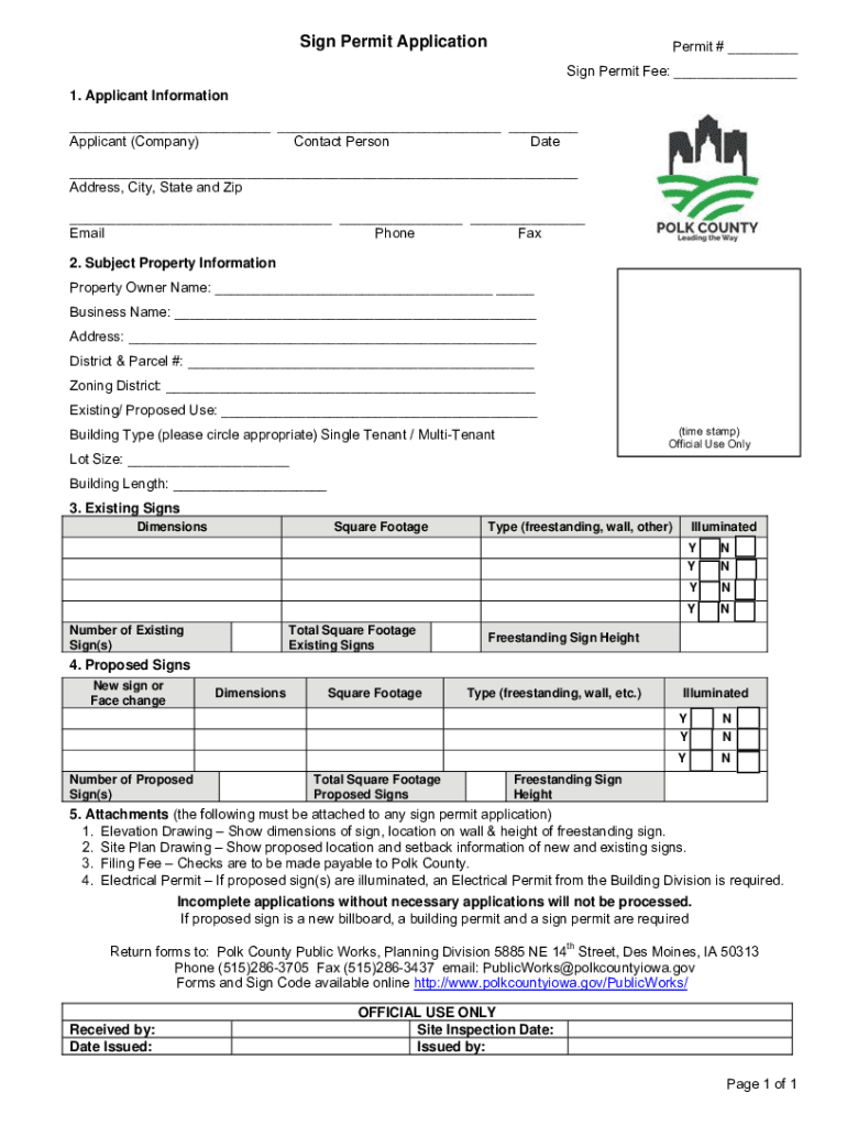 Ia Sign Permit Application Polk  Form