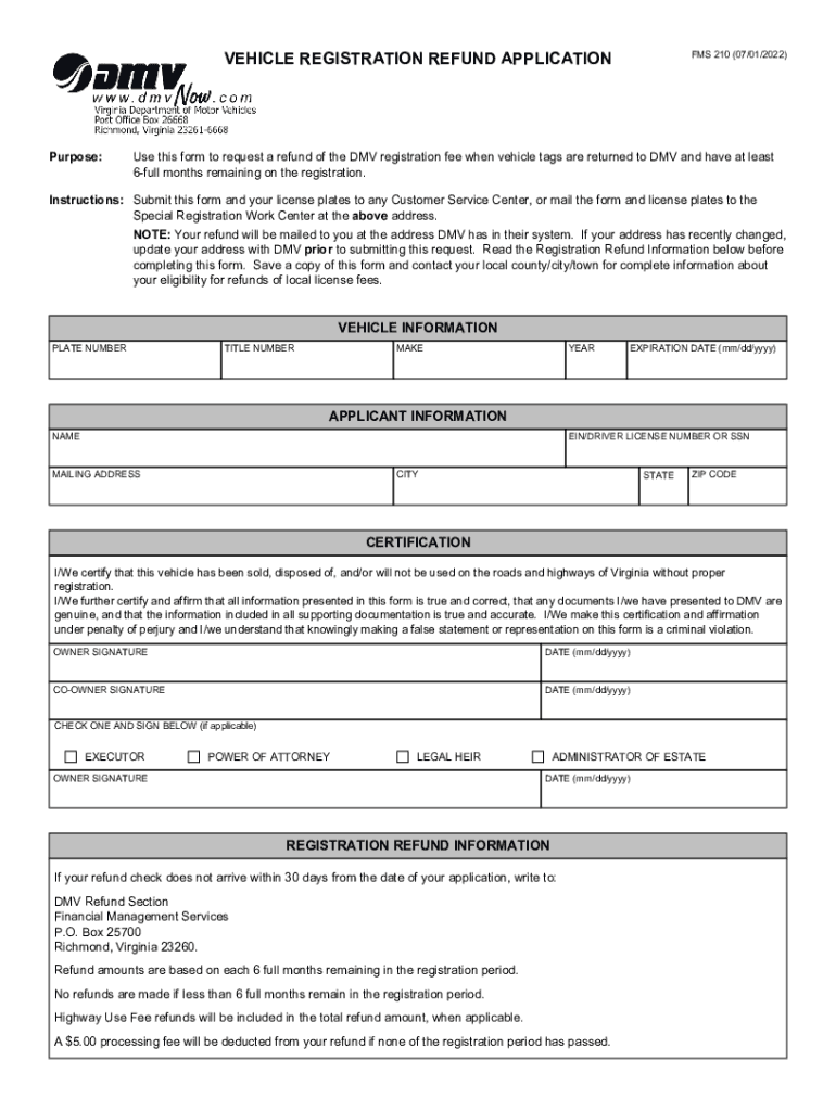  Forms Justia ComvirginiastatewideJustia Vehicle Registration Refund Application Virginia 2022-2024