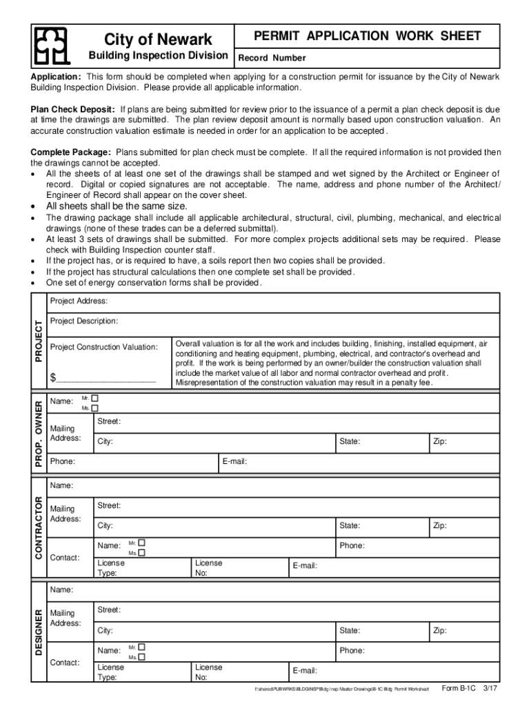 California Permit Application Work  Form