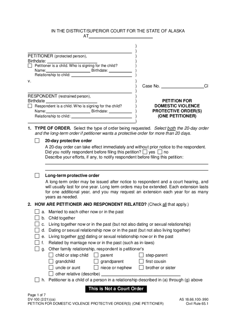 Forms by Topic &amp; Number Alaska Court SystemHome Page Alaska Court SystemPETITION for DOMESTIC VIOLENCE AlaskaHome Page Alask