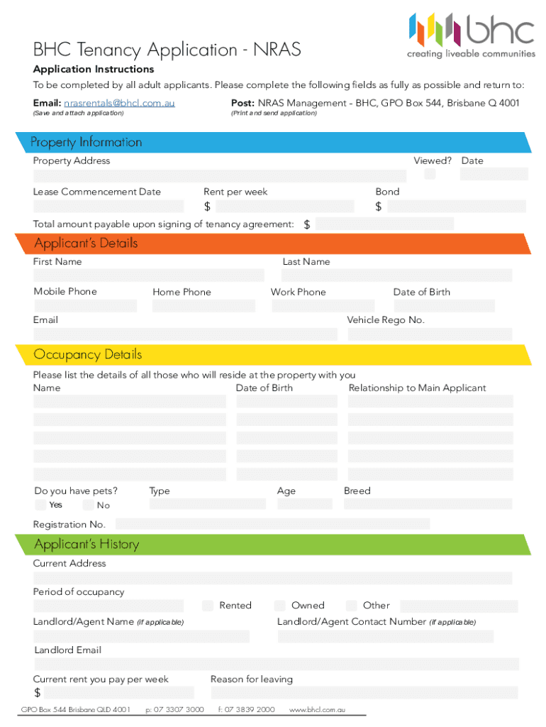 BHC Tenancy Application ERAS Application Instructi  Form