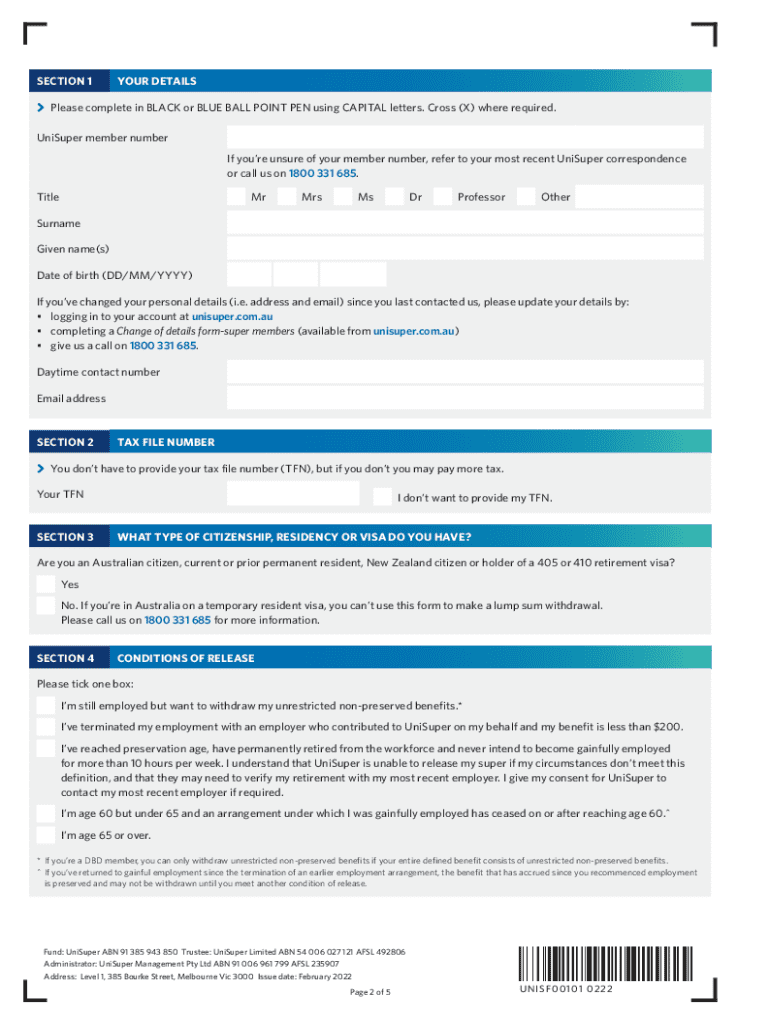  Unisuper Withdrawal Form 2020-2024