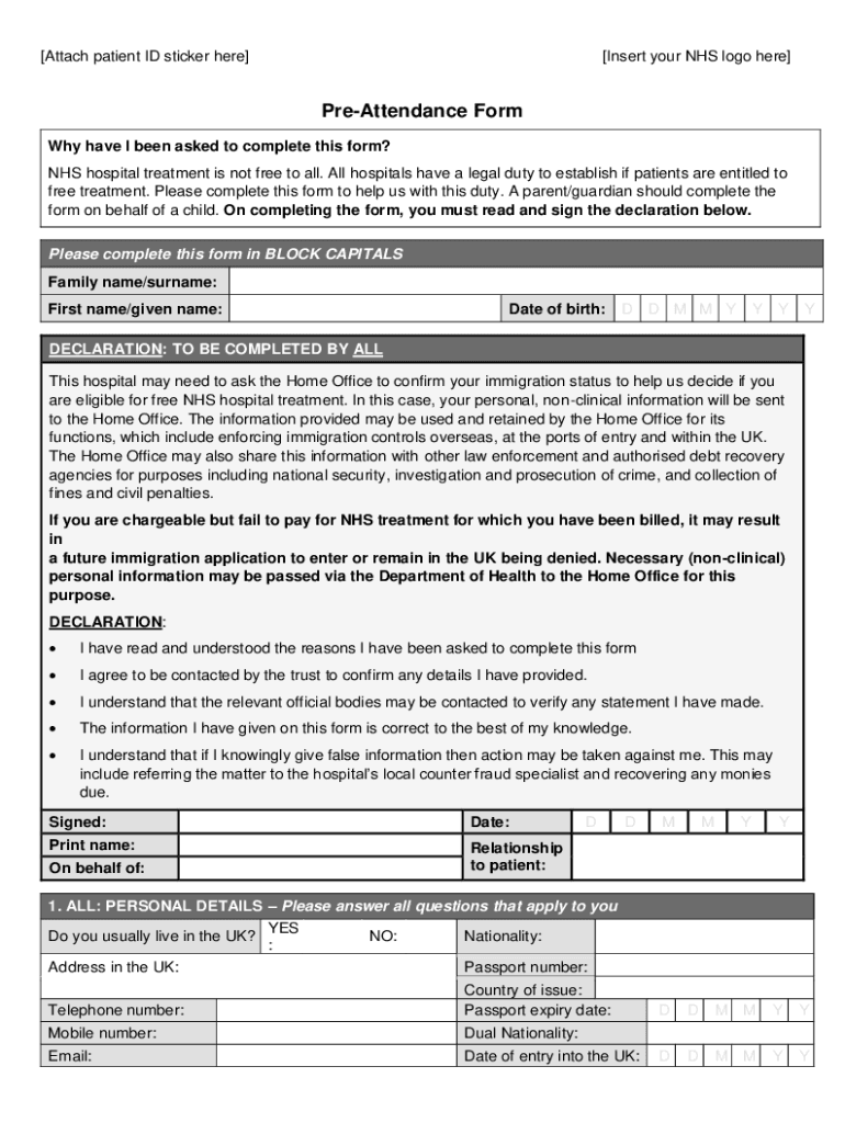 Attach Patient ID Sticker HereInsert Your NHS L  Form