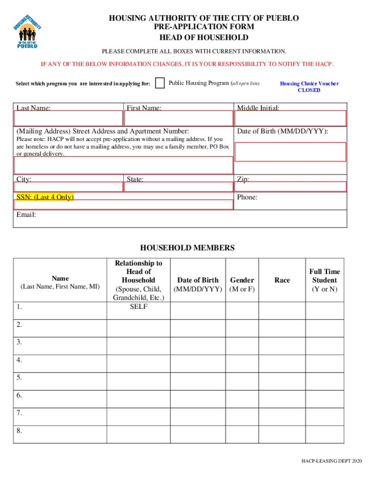  Hapueblo Orgwp ContentuploadsHOUSING AUTHORITY of the CITY of PUEBLO PRE APPLICATION FORM 2020-2024