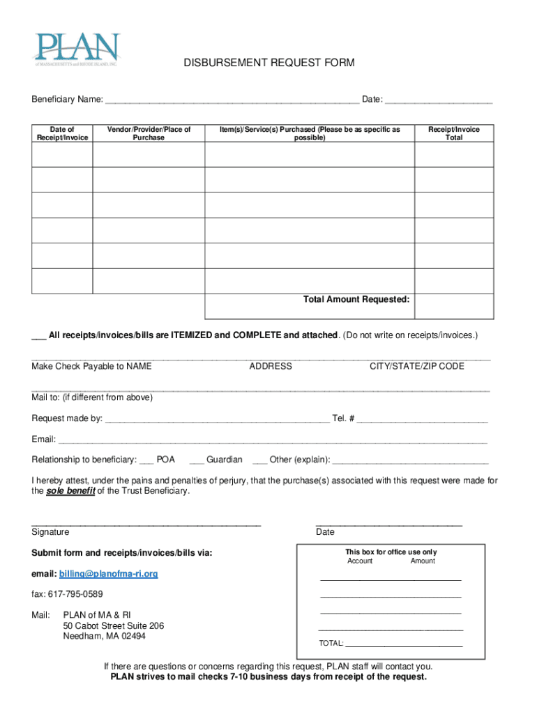 DISBURSEMENT REQUEST FORM Account Number WTC