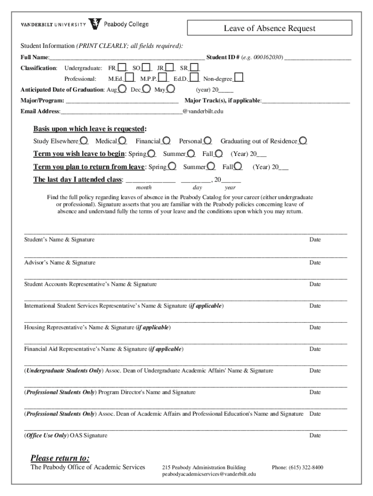 Ulm Edustudent Leaveof Absence RequestSTUDENT LEAVE of ABSENCE REQUEST FORM