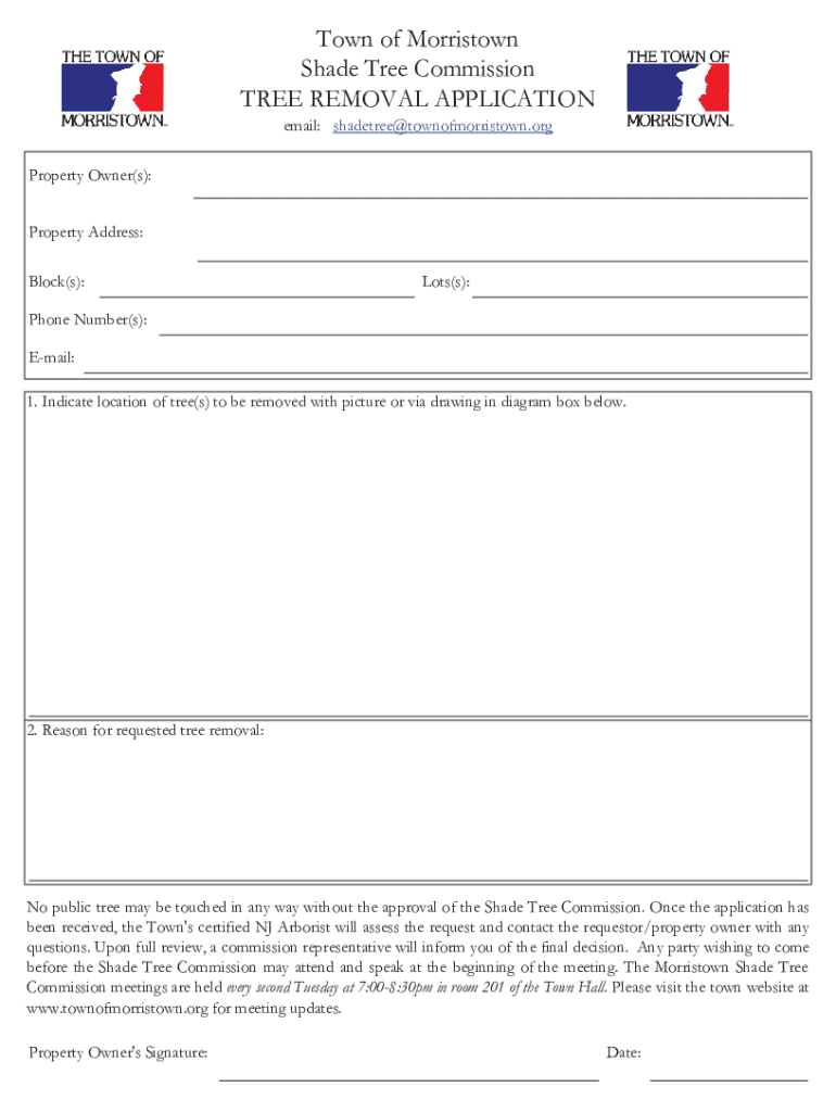 Town of Morristown Shade Tree Commission TREE REMO  Form