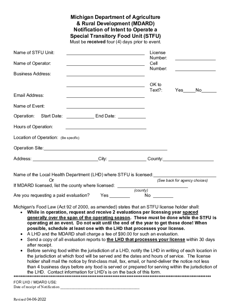 Www Michigan Gov Mdard Michigan Department of Agriculture and Rural Development  Form