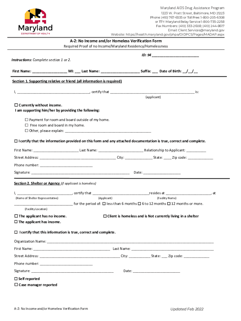 Verification of Homelessness  Form