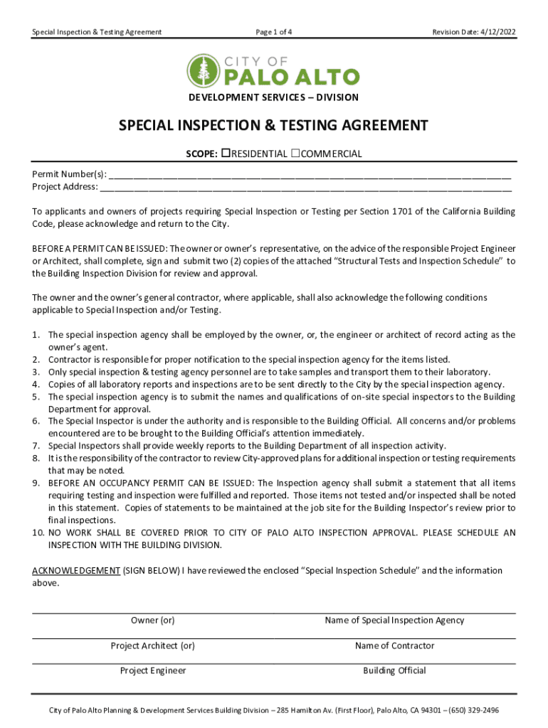  Www Ci Stockton Ca UsfilesBLDG 0104SpecialElectricalSPECIAL INSPECTION and TESTING AGREEMENT 2022-2024