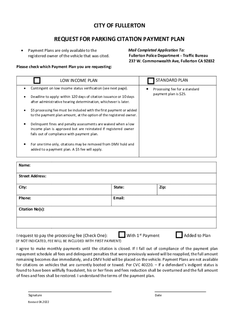 Parking Citations City of Long Beach  Form