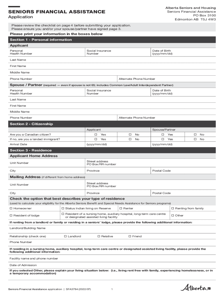 Seniors' Forms and Publications Alberta Seniors and Housing Fill