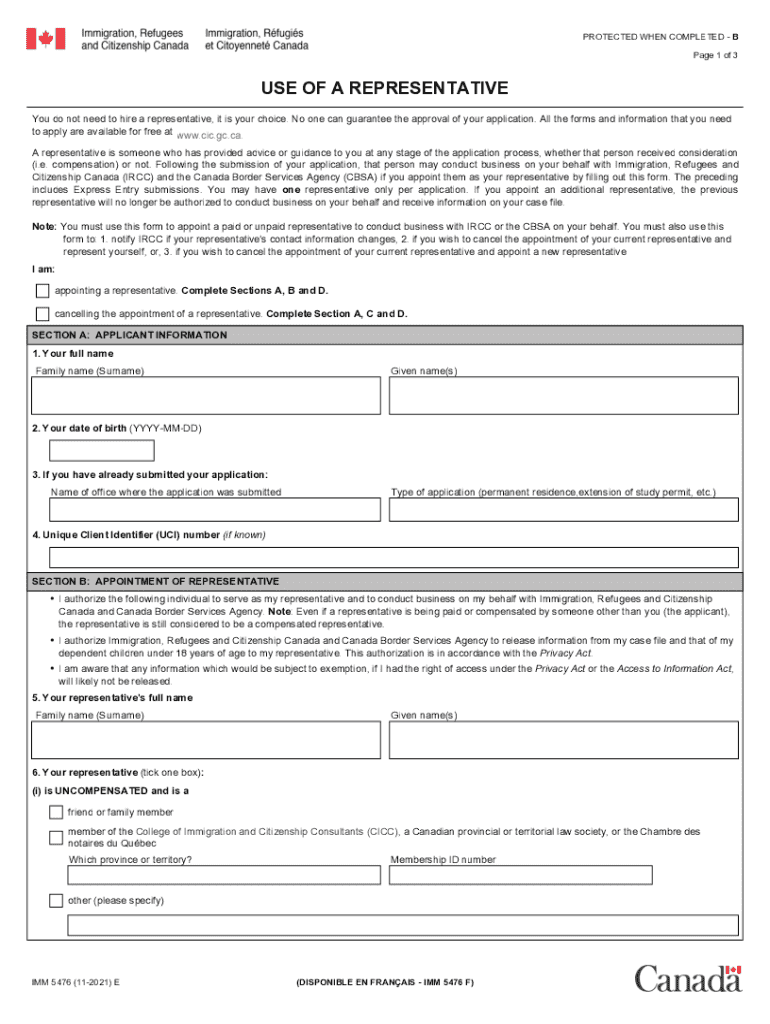 IMM 5476 E  Form