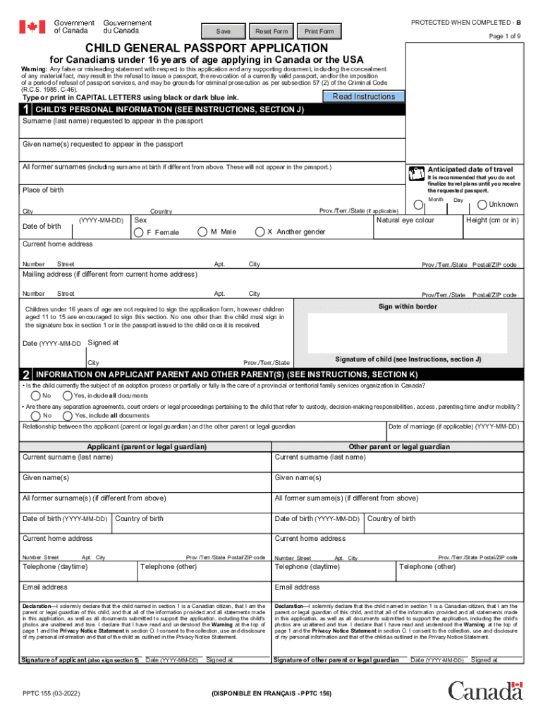 Get Fillable Online PPTC 042 E CHILD ABROAD GENERAL PASSPORT  Form