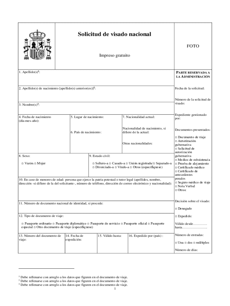 National Visa Application Form