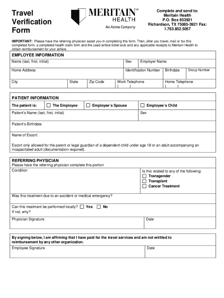 Travel Verification Form