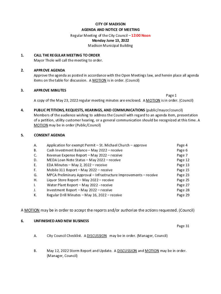 Mn City Meeting Council  Form
