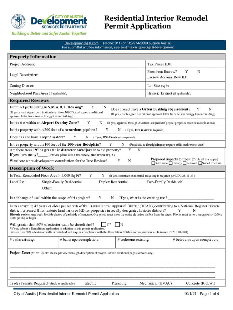 Residential Interior Remodel  Form