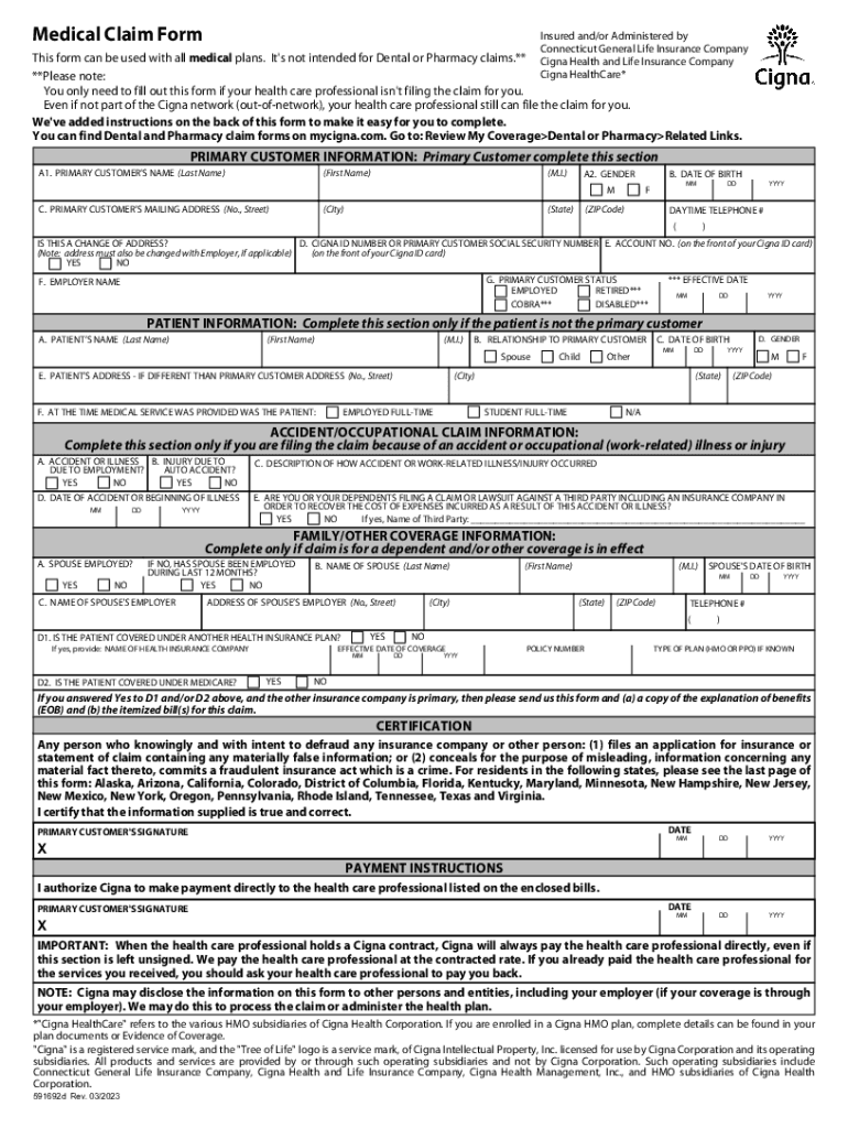 Medical Claim Reinsured Andor Administered by Con  Form