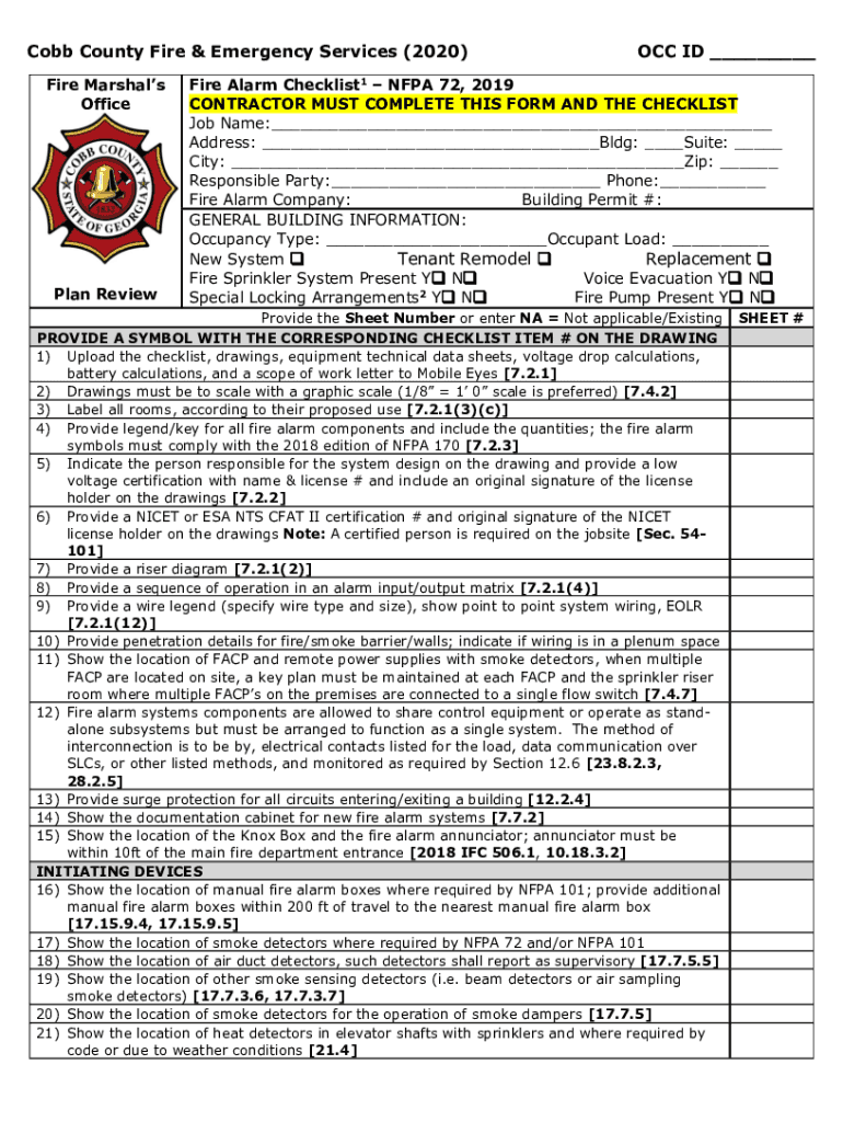 Fire Marshal InspectionsCobb County Georgia  Form