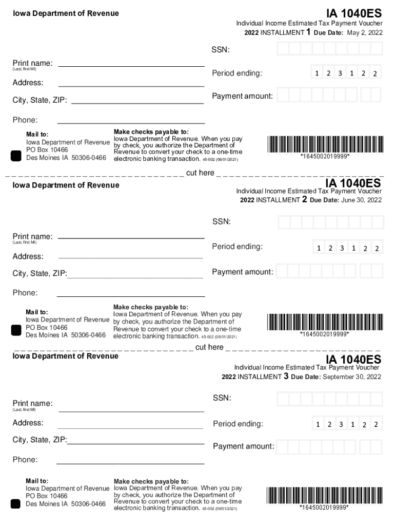 PDF IA 1040ES Iowa Department of Revenue  Form