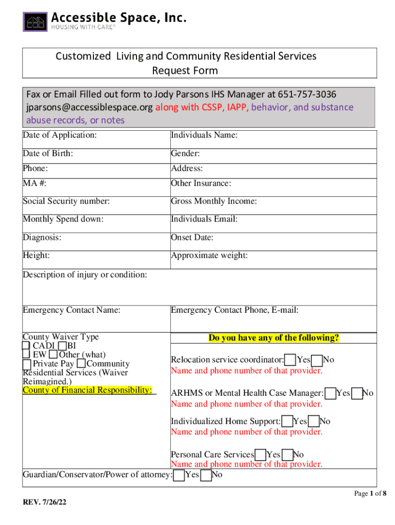 Fax or Email Filled Out Form to Jody Parsons IHS Manager at 651