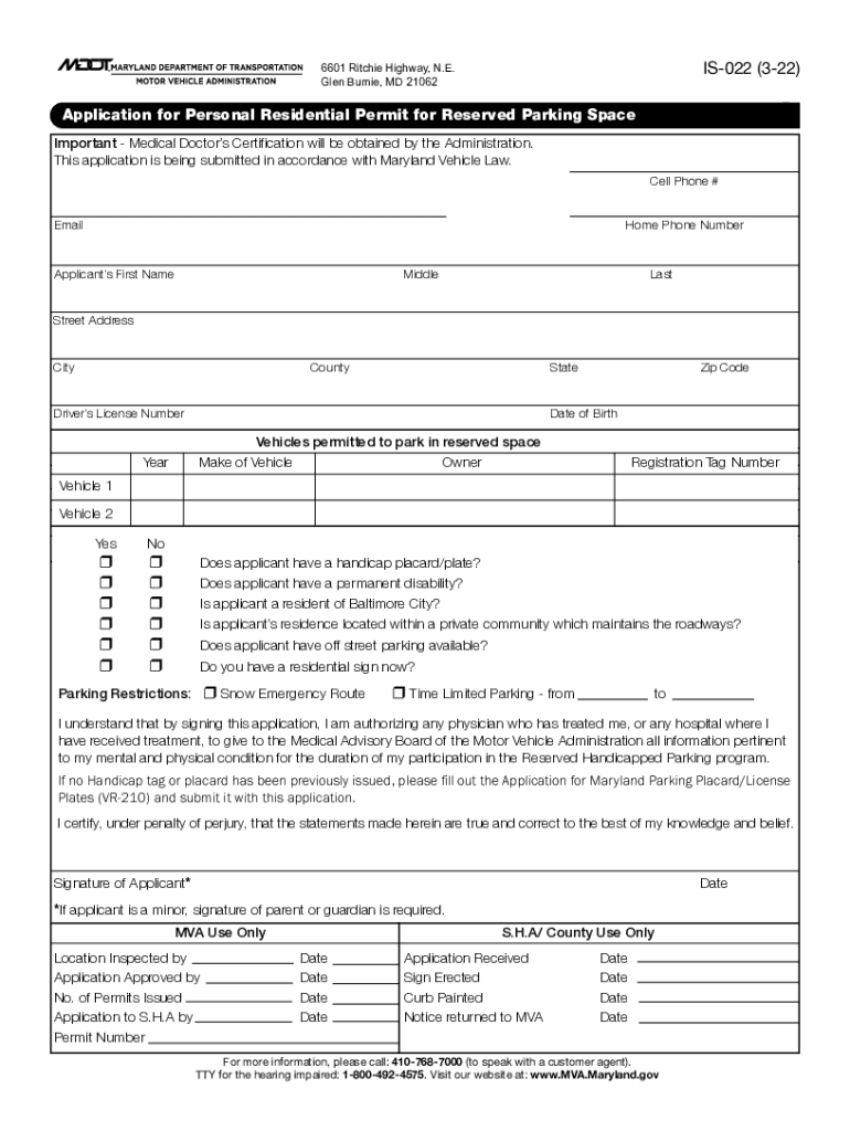  Mdtagsnow CompdfVR 210ApplicationforDisabilityMotor Vehicle Administration 6601 Ritchie Highway, N E VR 2022-2024