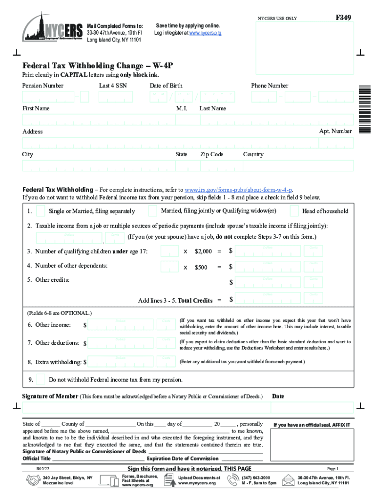 Nycers Pension Calendar 20222024 Form Fill Out and Sign Printable