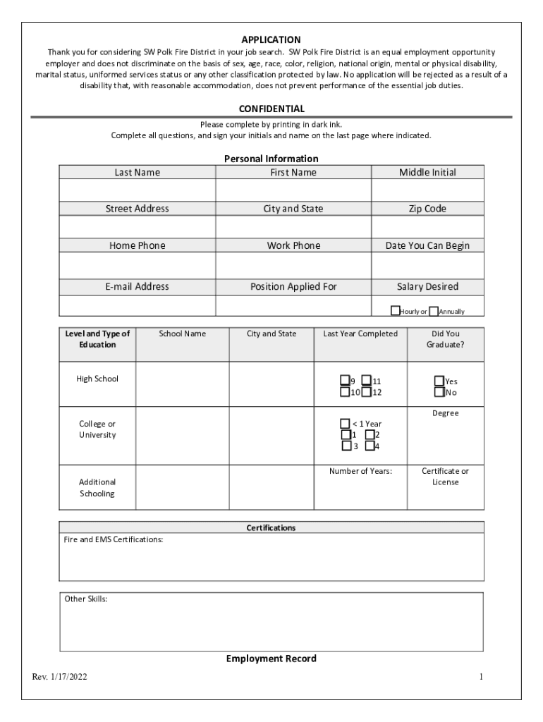 Polk County Fire District No 1Career OpportunitiesPolk County Fire District No 1  Form