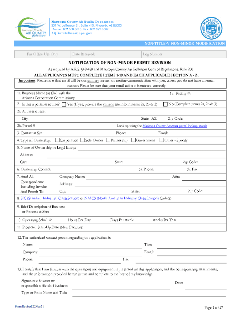  NOTIFICATION of NON MINOR PERMIT REVISION 2022-2024