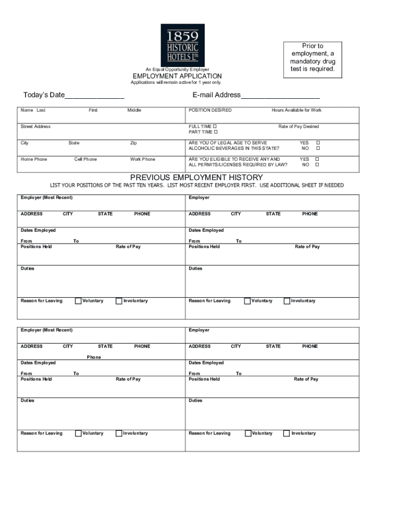  1859 Historic Hotels Employment Application NEW 2022-2024