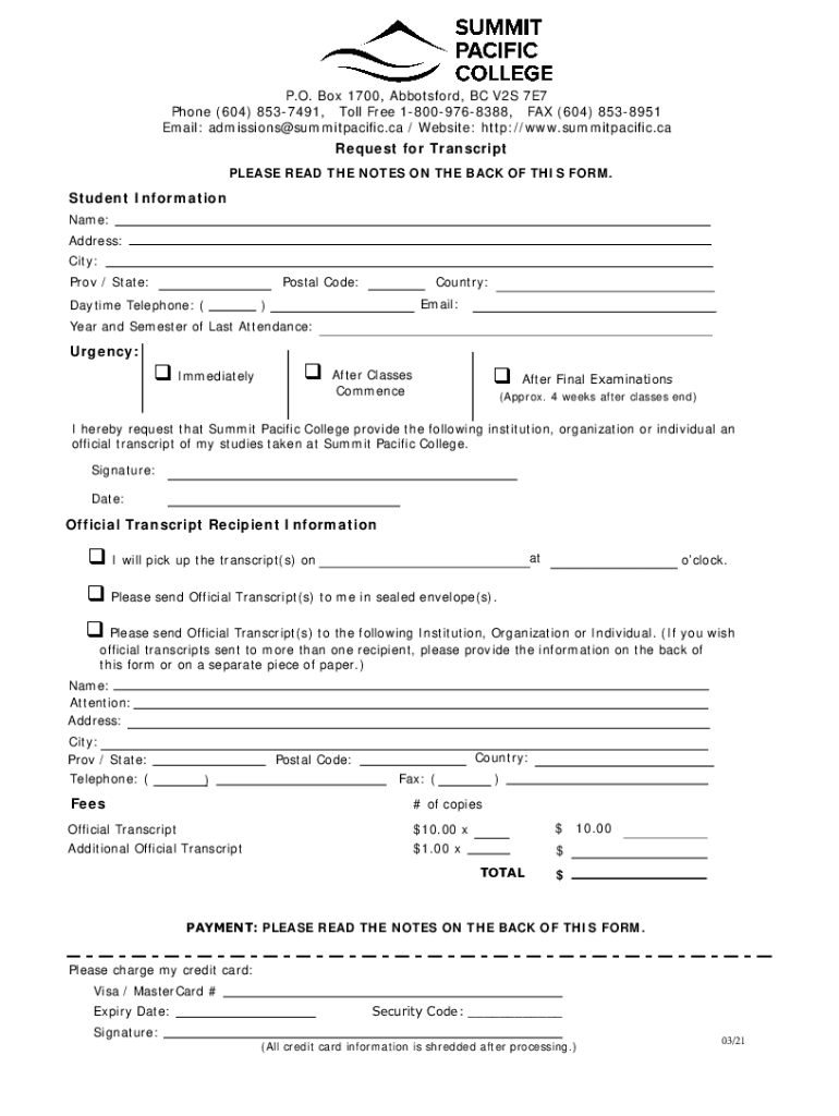 Official SPC Transcripts St Petersburg College  Form