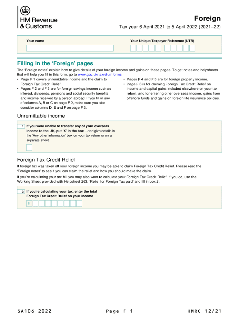 Self Assessment Foreign  Form