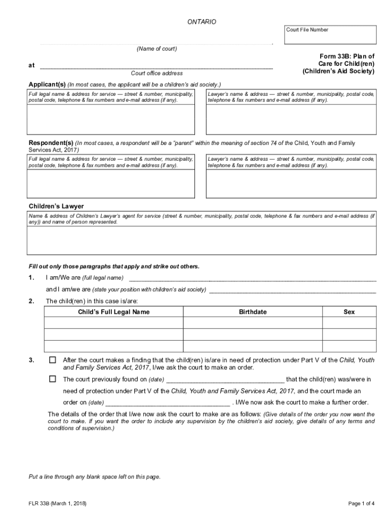 Canada Plan Care Child  Form