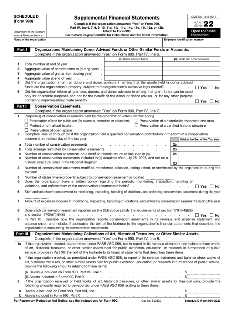  Schedule D Form 990 Supplemental Financial Statements 2022-2024