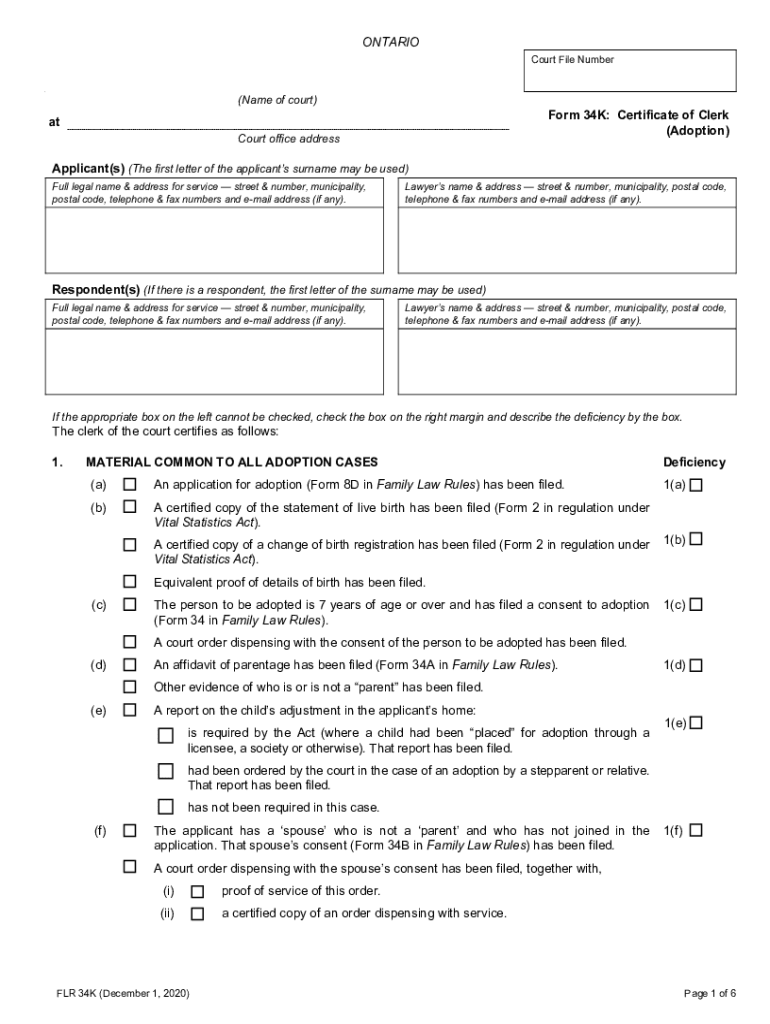 Name of Court at Form 34K Certificate of Clerk Adoption