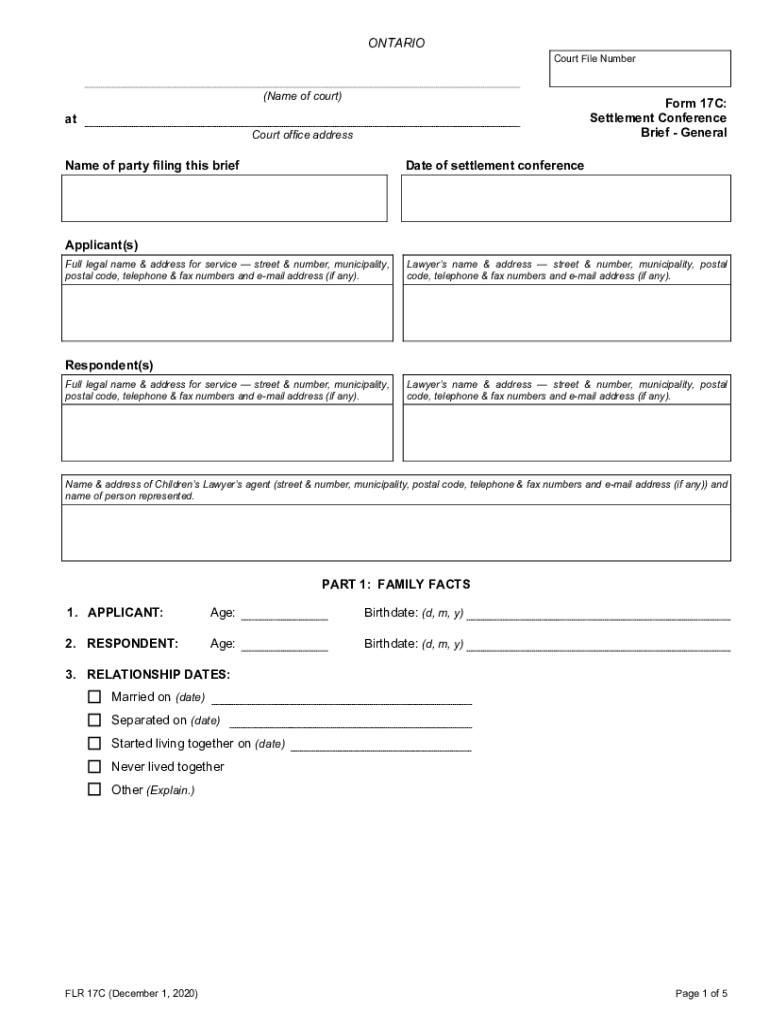  Ontariocourtforms on Cafamily17cat Settlement Conference Brief General Ontario Court Forms 2020-2024