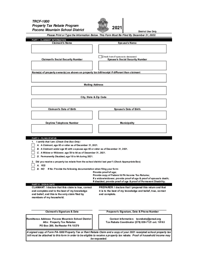  TRCF 1000 Tax Form R1 Pocono Mountain School District 2021-2024