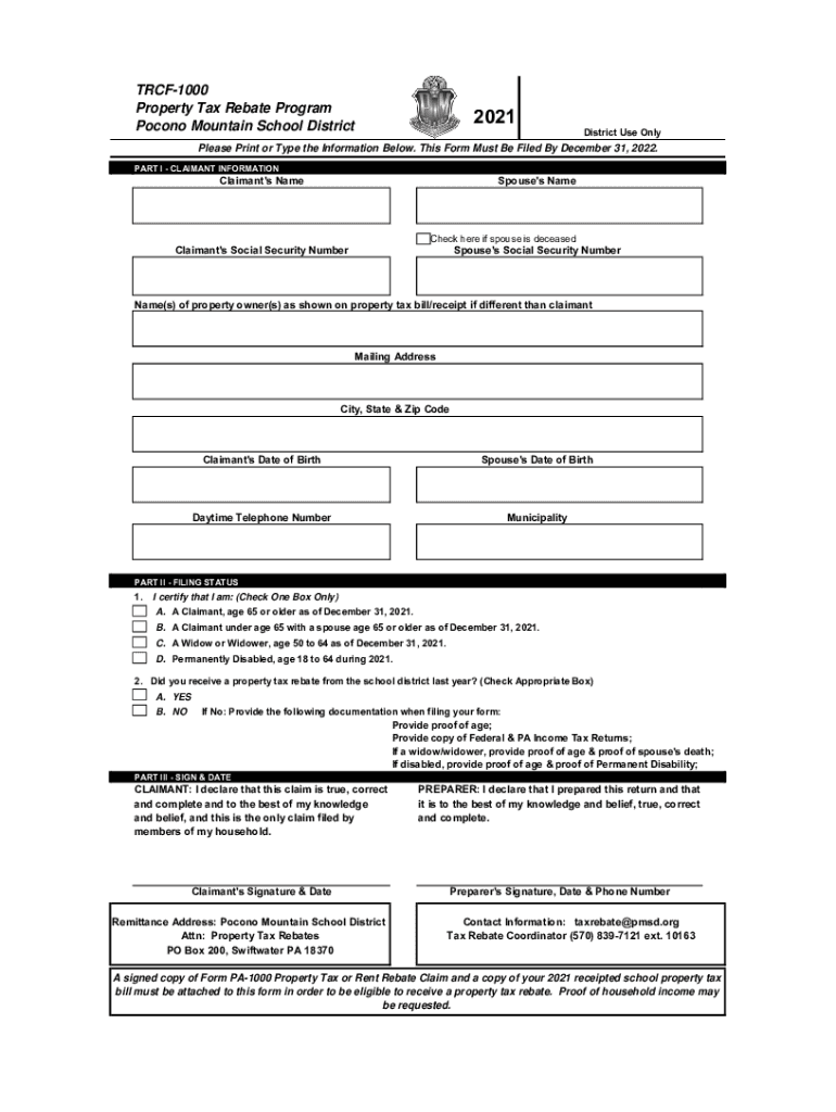 Pocono Mountain Property Tax Rebate