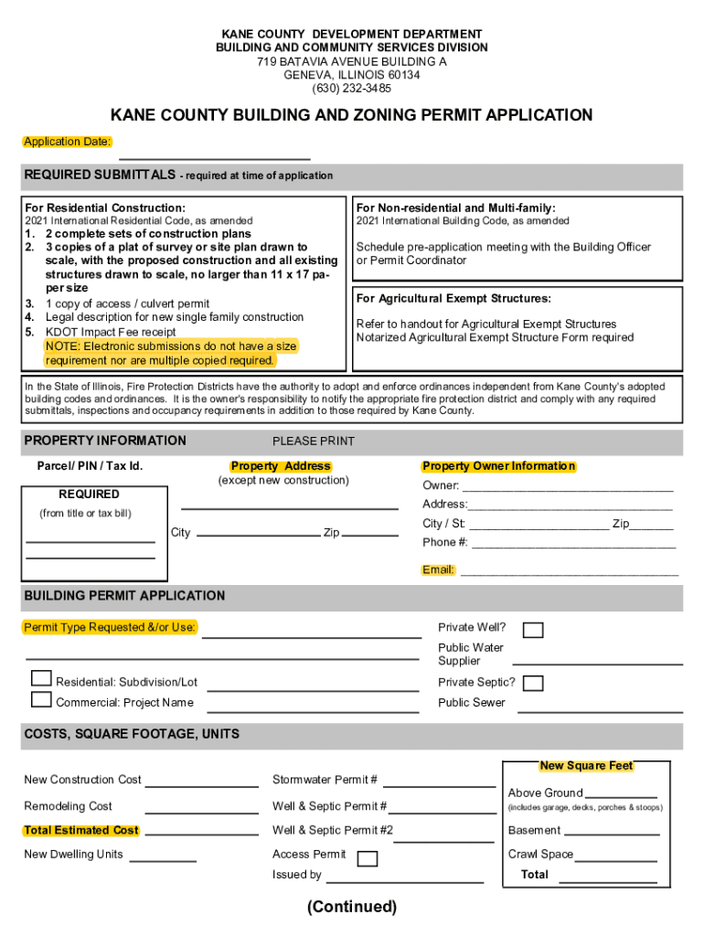 Il Building Zoning Permit  Form