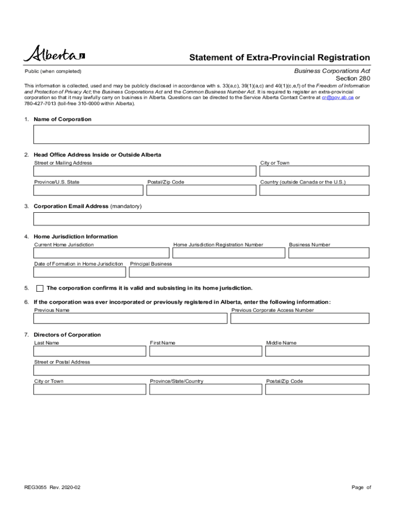 Statement of Extra Provincial Registration Taber Licensing &amp;amp; Registry  Form